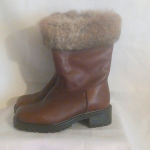 Martins brown boots with faux fur on top